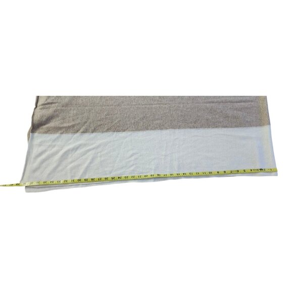 Quince 100% Cashmere Colorblock Scarf Wrap Shawl Soft Luxury Brown Gray White - Picture 7 of 10